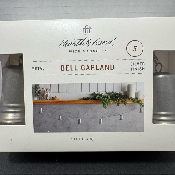 Hearth & Hand with Magnolia Metal Bell Garland Silver Finish, 5 FT Long - Picture 4 of 5